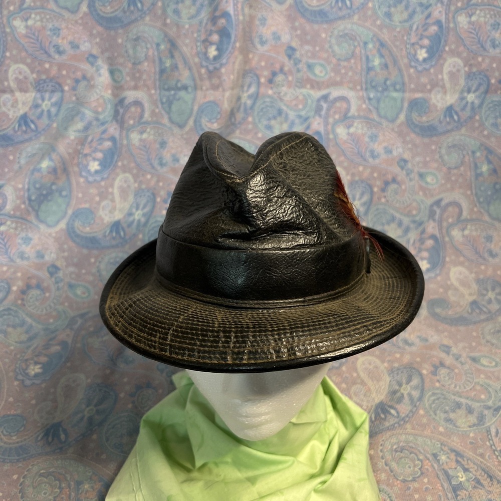 Vintage Unmarked Black Men's Fedora Size 6 7/8 Please Read Description
